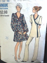 7868 VOGUE EMPIRE SHORT WRAP A-DRESS,TOP,FLARE PANTS PATTERN 10